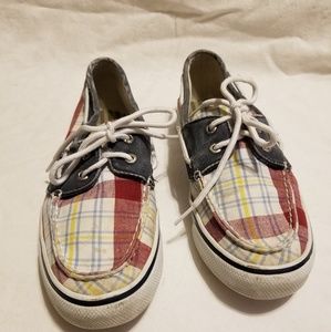 Sperry Top Siders Plaid Fabric Loafers Boat Shoes